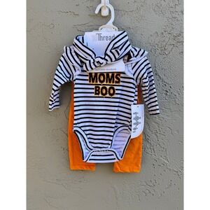 10threads NEW Halloween Spooky Boo Orange Black Baby 3 piece set 3-6mo